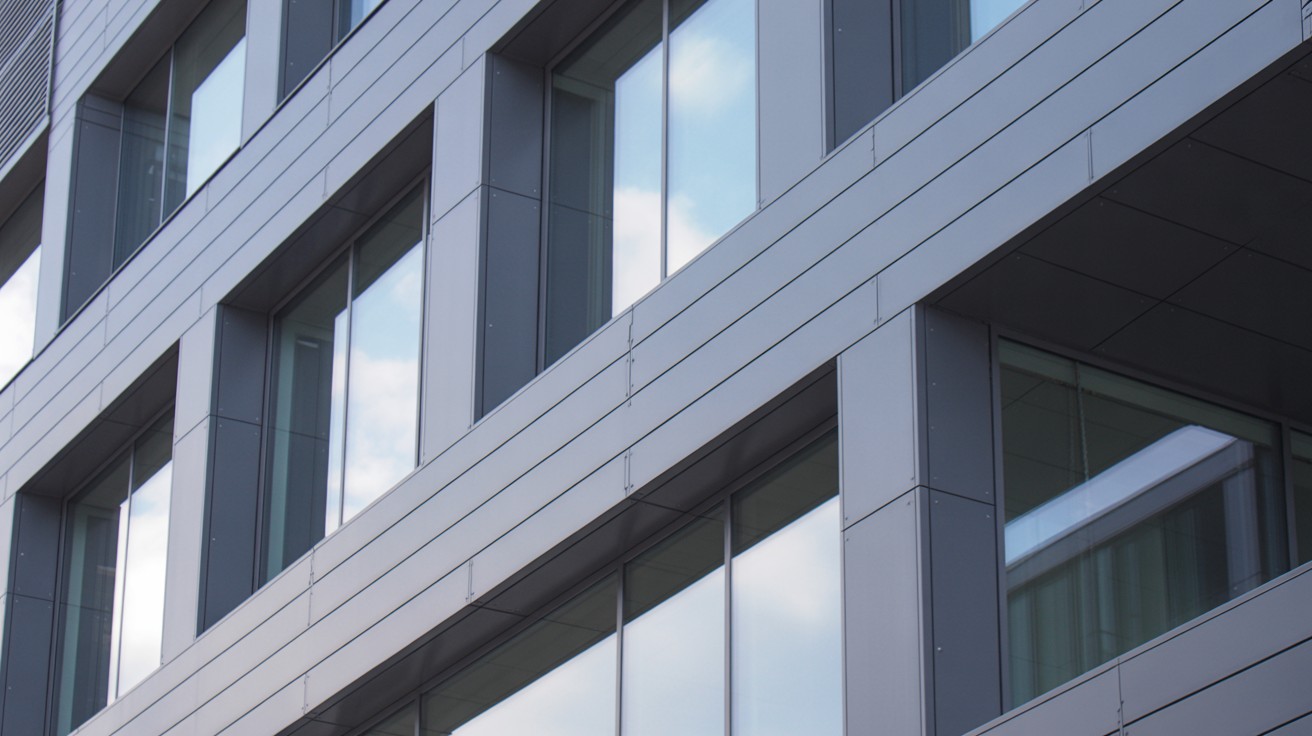 Modern external cladding on a commercial building