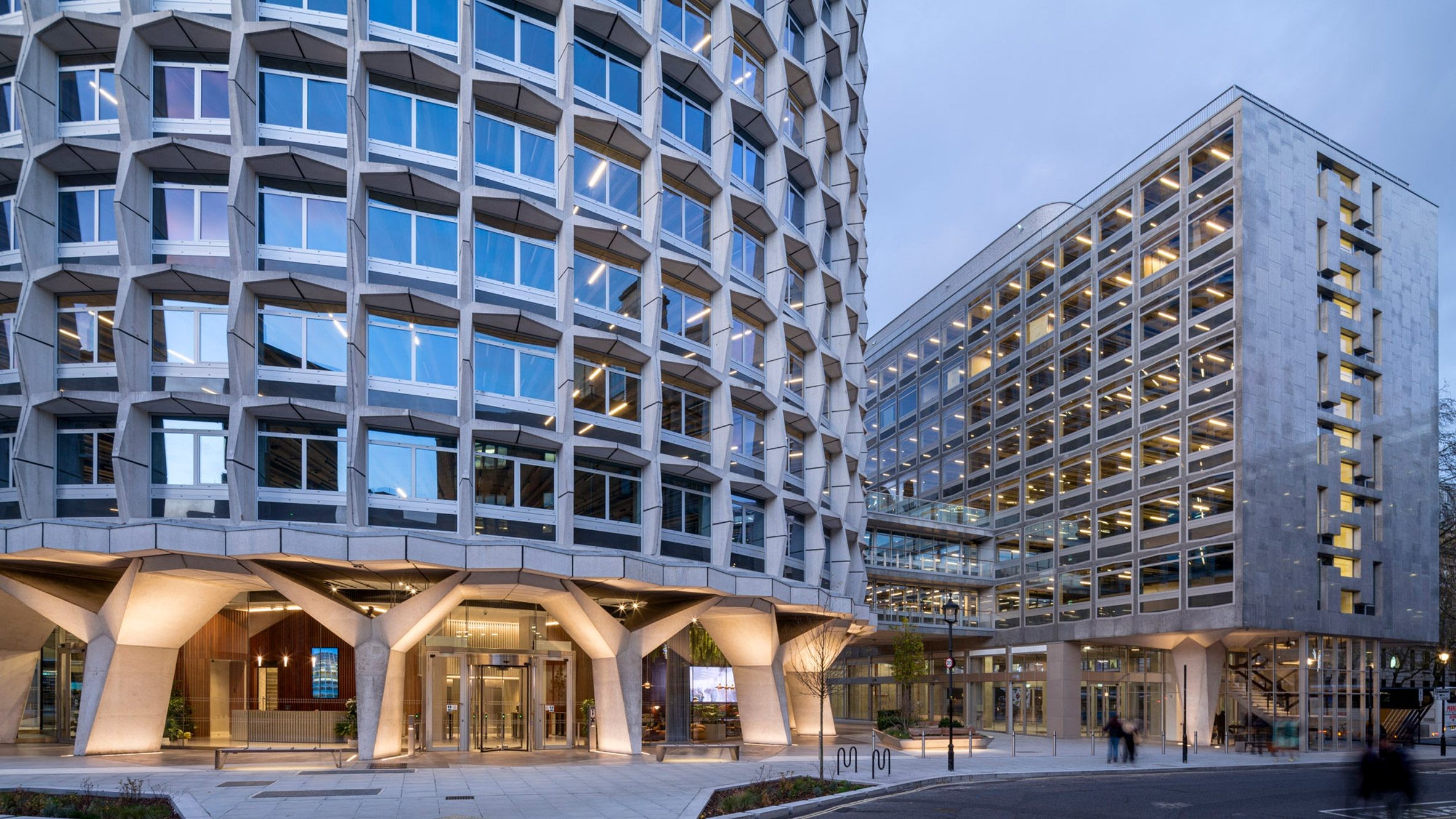 Commercial building with flat roof